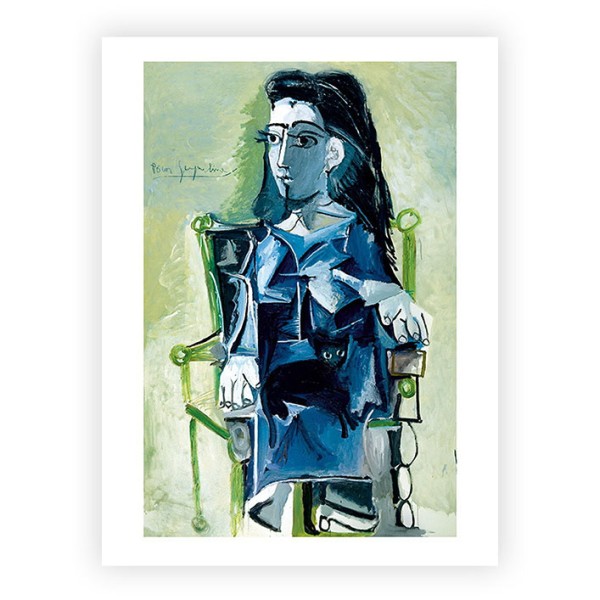 Fine Art Print . JACQUELINE SITTING WITH HER BLACK CAT