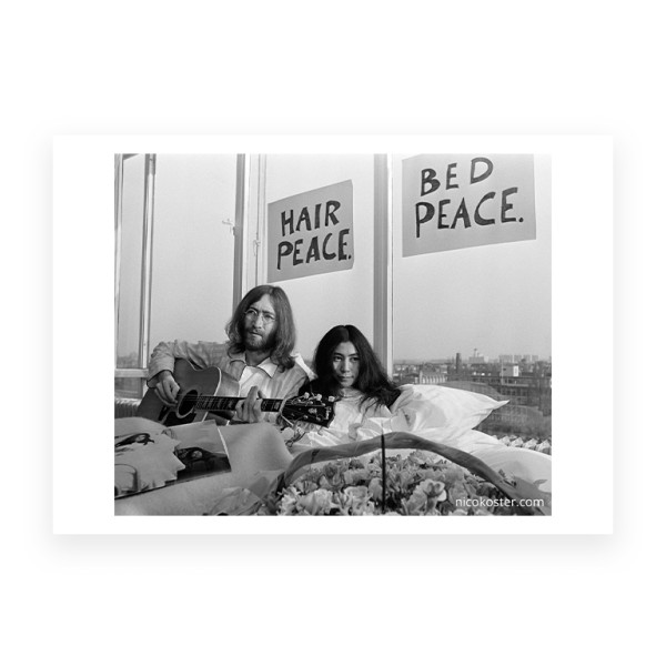 Kunstdruck Din A3 . JOHN LENNON & YOKO ONO . BED PEACE AMSTERDAM . NICO KOSTER